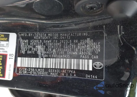 2013 Toyota Avalon Limited z USA, uszkodzony, nr VIN 4T1BK1EB0DU041435